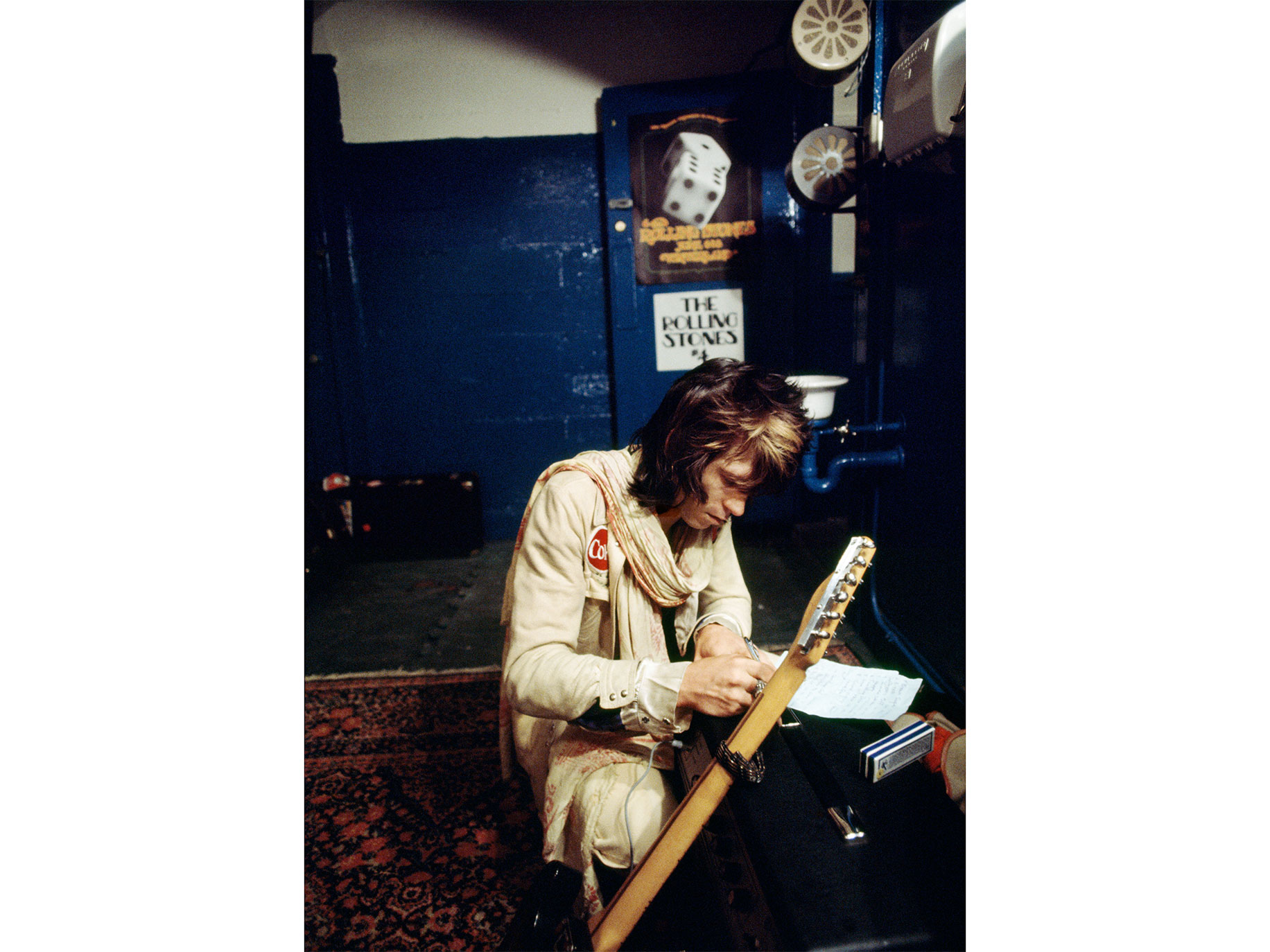 Keith Richards backstage at Winterland, San Francisco, 1972.