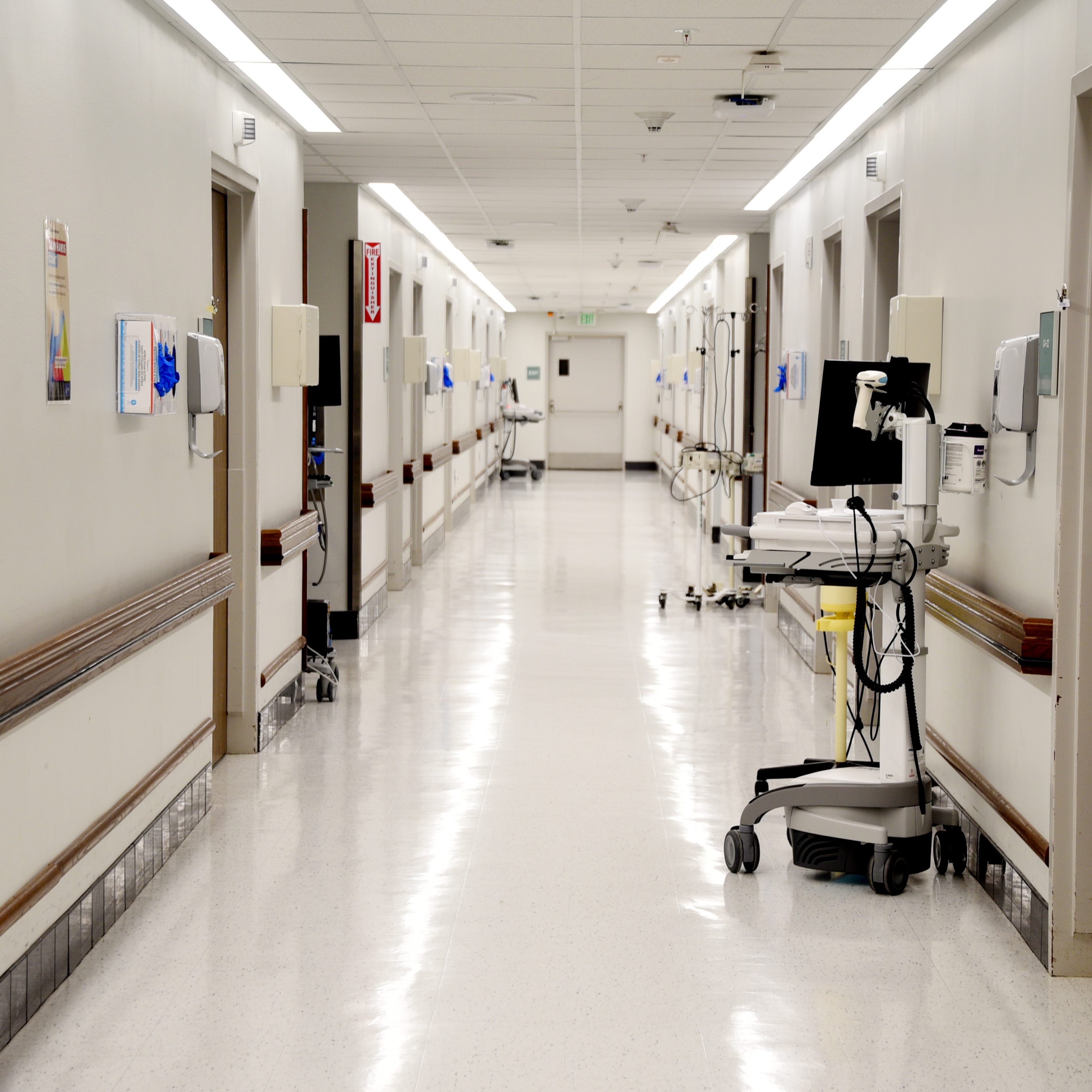 A hospital hallway in Ochsner LSU Health Shreveport during the coronavirus Wednesday, April 15, 2020.