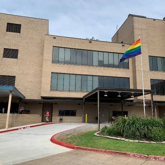 Ochsner LSU Health Shreveport flies the Pride flag during June LGBT Pride Month.