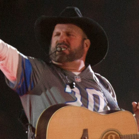 Garth Brooks performs at Ford Field in Detroit on Saturday, Feb. 22, 2020.