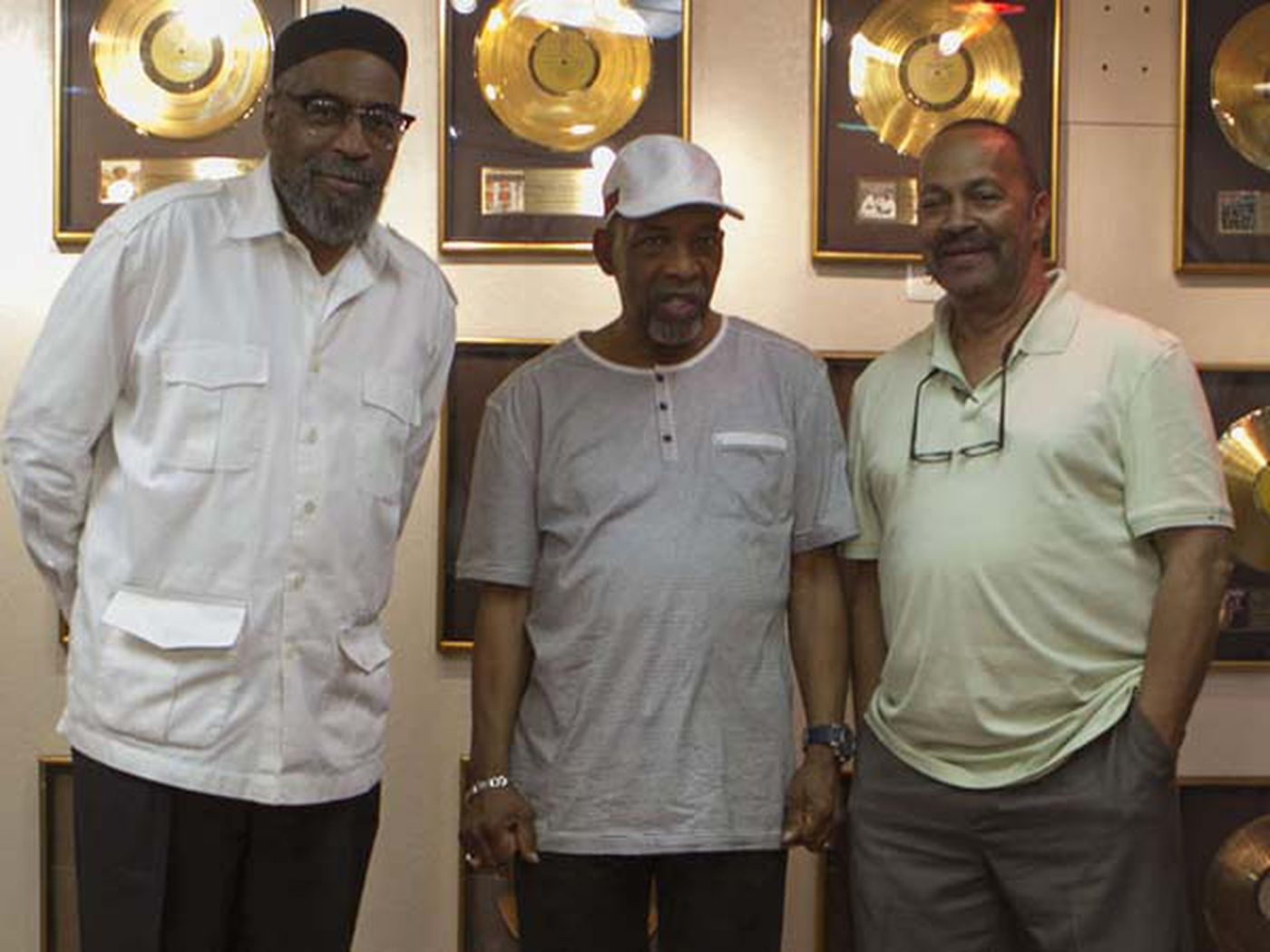 Musicians Kenneth Gamble, Leon Huff and Thom Bell together at Gamble and Huff Music, on Broad Street, in Philadelphia, on Thursday, May 30, 2013. ( Stephanie Aaronson / Staff Photographer )