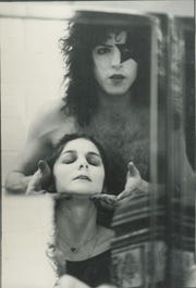 Jaan Uhelszki with Paul Stanley from Kiss while working on her hands-on story.